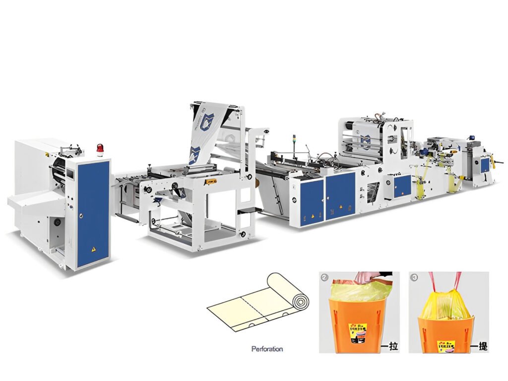Drawstring garbage bag making machine